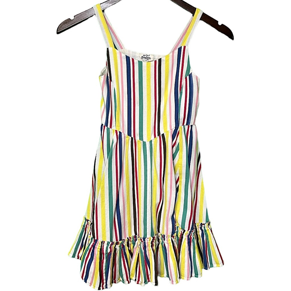 Mini Boden Colorful Summer Striped Ruffle Dress